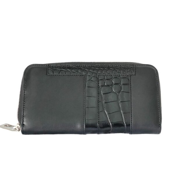 Tod's Italy Croc-embossed Black Leather Zip Wallet, XAMTTA0400M51B999 - Picture 8 of 8